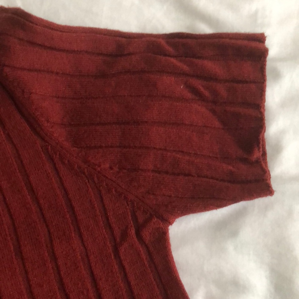Red Ribbed Button-Up top - Picture 10 of 10